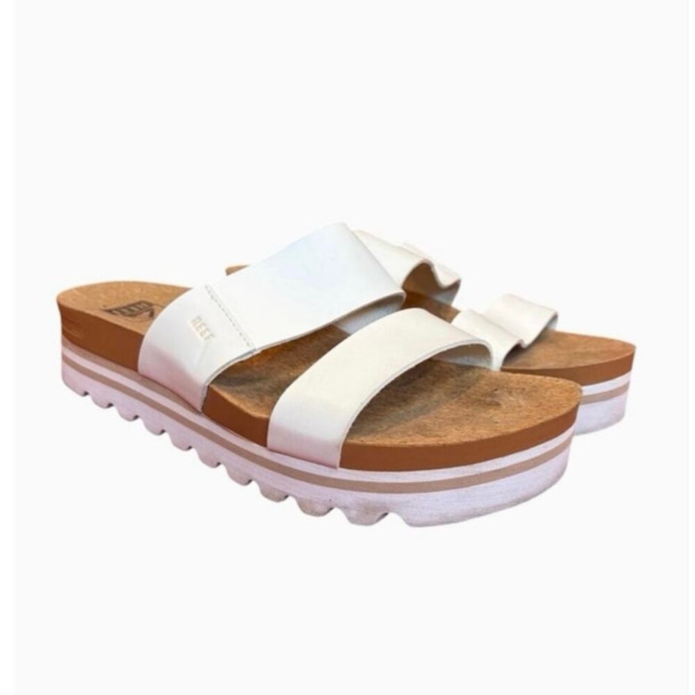 Reef Cushion Vista Hi White Platform Strap Sandals Eva Outsole Size 8